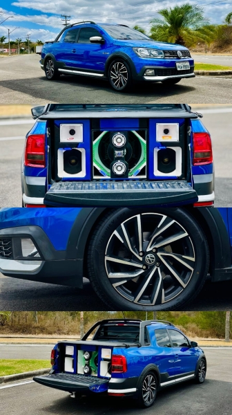  SAVEIRO CROSS CABINE DUPLA+SOM NAS RODAS ARO 17 SUSPENSÃO ROSCA LEGALIZADA 